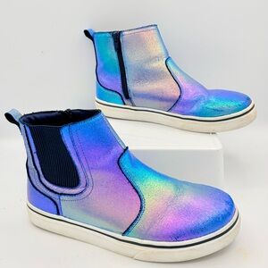 Lands' End Girls' Iridescent Side Zip Slip-On Sneaker Boots size 6M